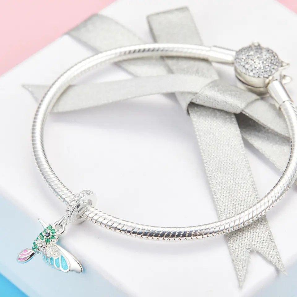 Charm Dije Plata 925 Colibri Picaflor Pajaro Ave-3