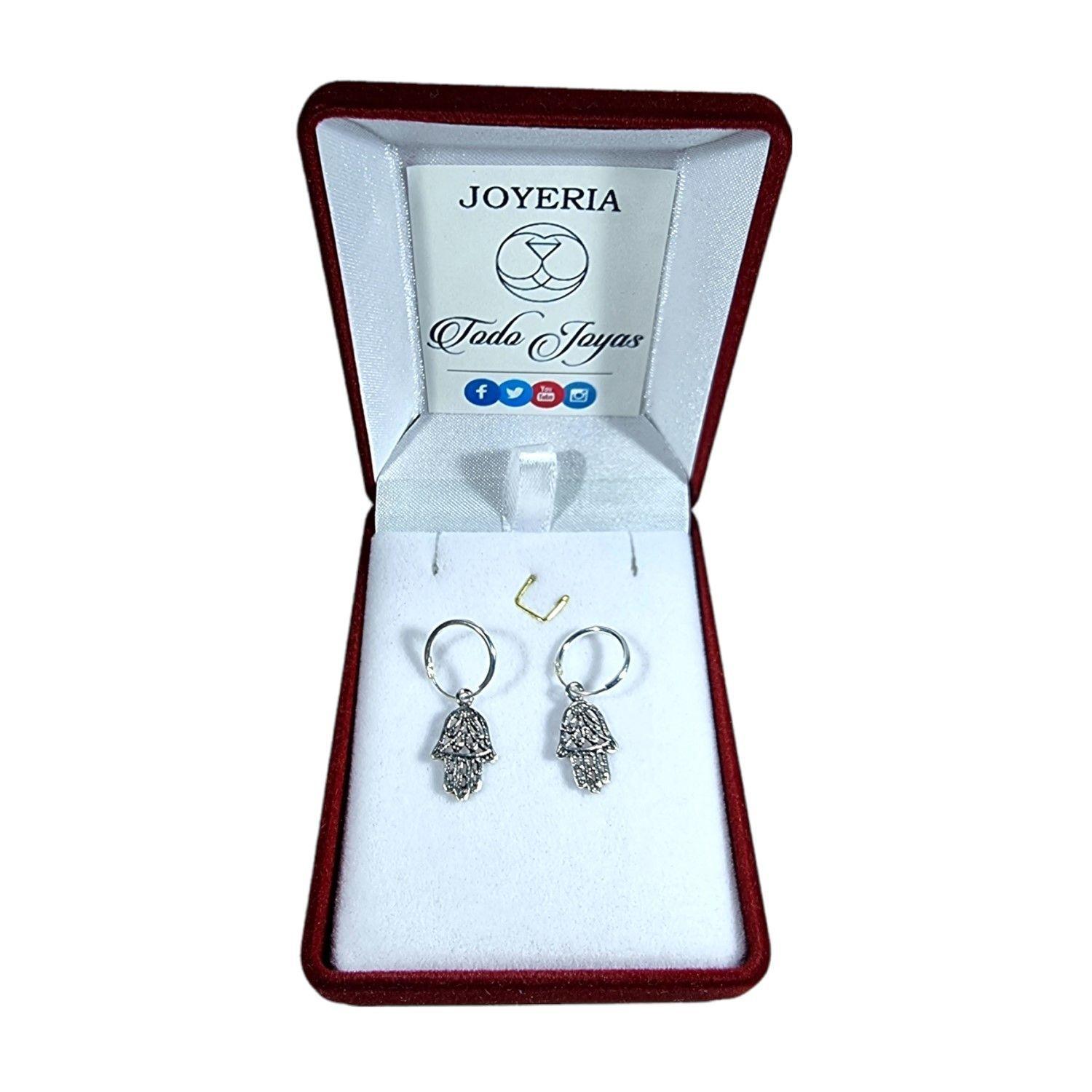 Aros Plata 925 Mano de Fatima 12mm-2