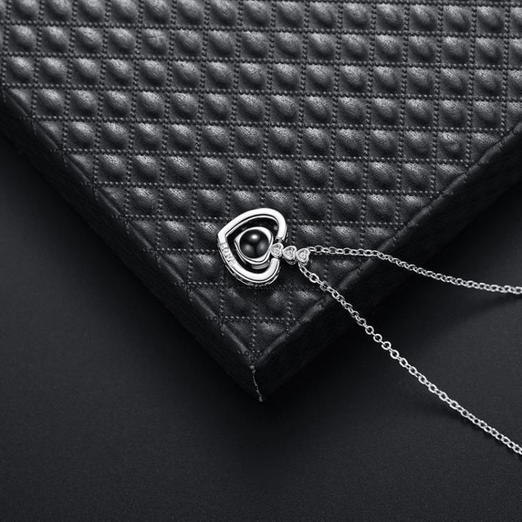 Collar Corazon Te Amo en 100 Idiomas Love Plateado-3