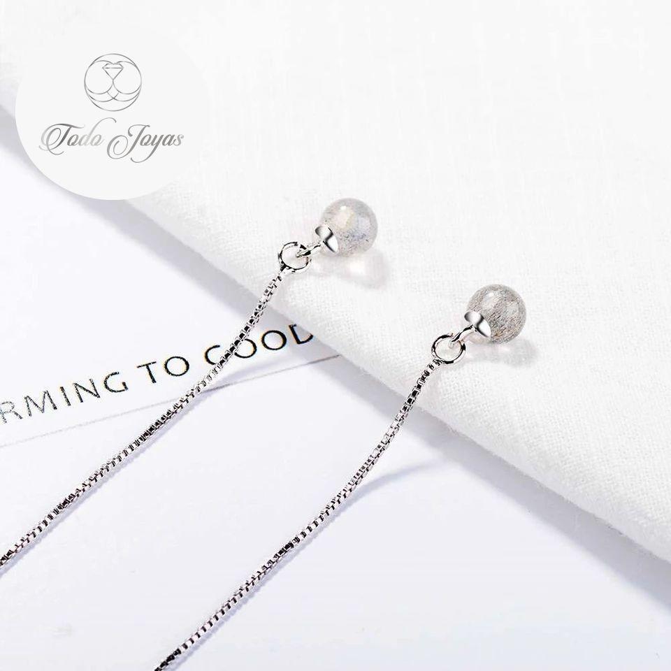 Aros Colgantes Pasador Cristal Plateado-2