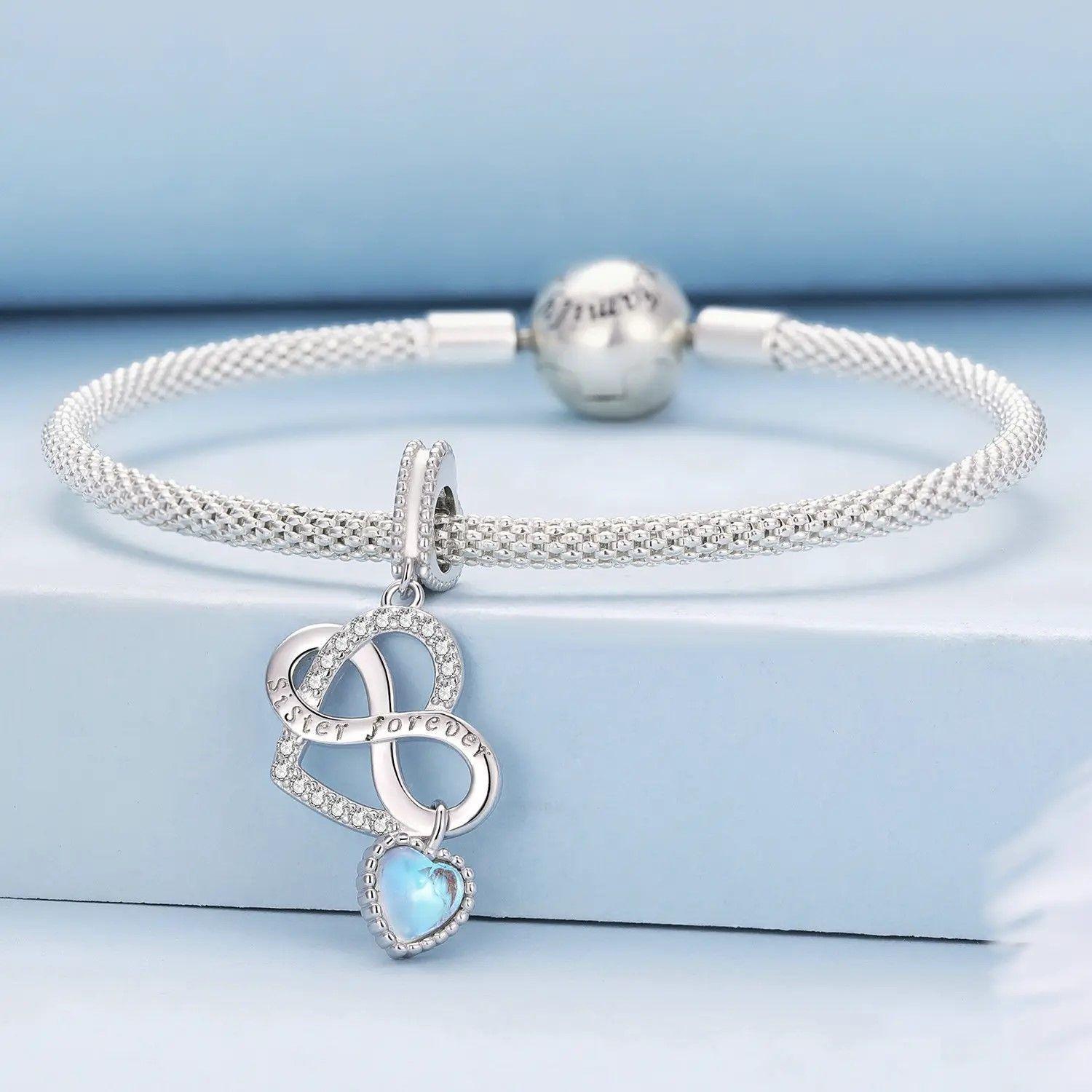 Charm Dije Plata 925 Corazon Infinito Sister-2