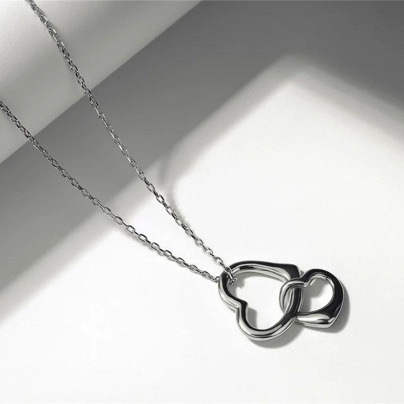 Collar Corazon Entrelazado Plateado-2