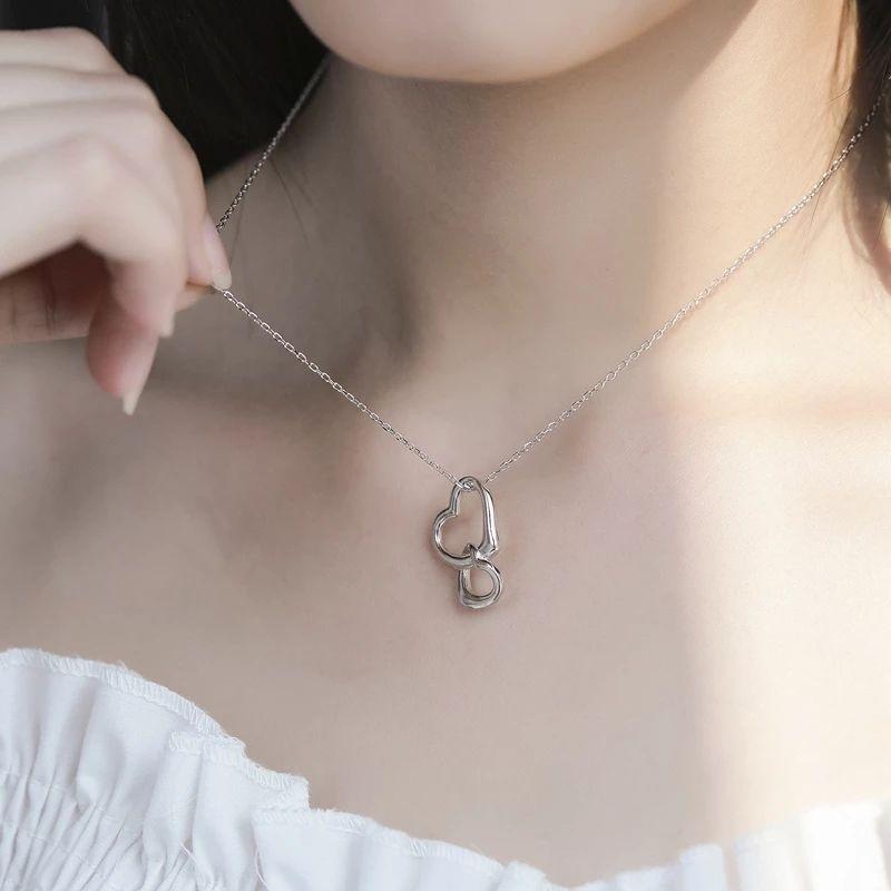 Collar Corazon Entrelazado Plateado-4