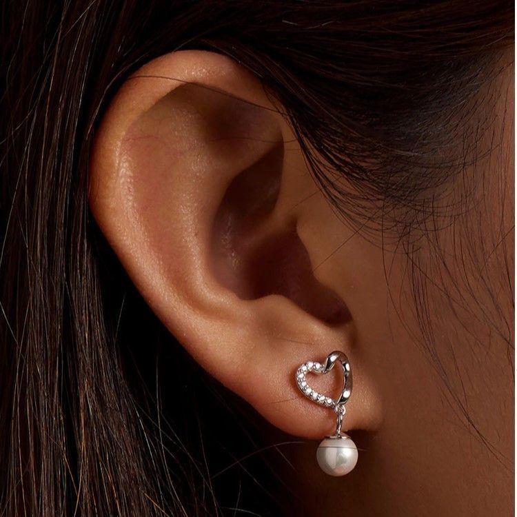 Aros Plata 925 Corazon Perla-3