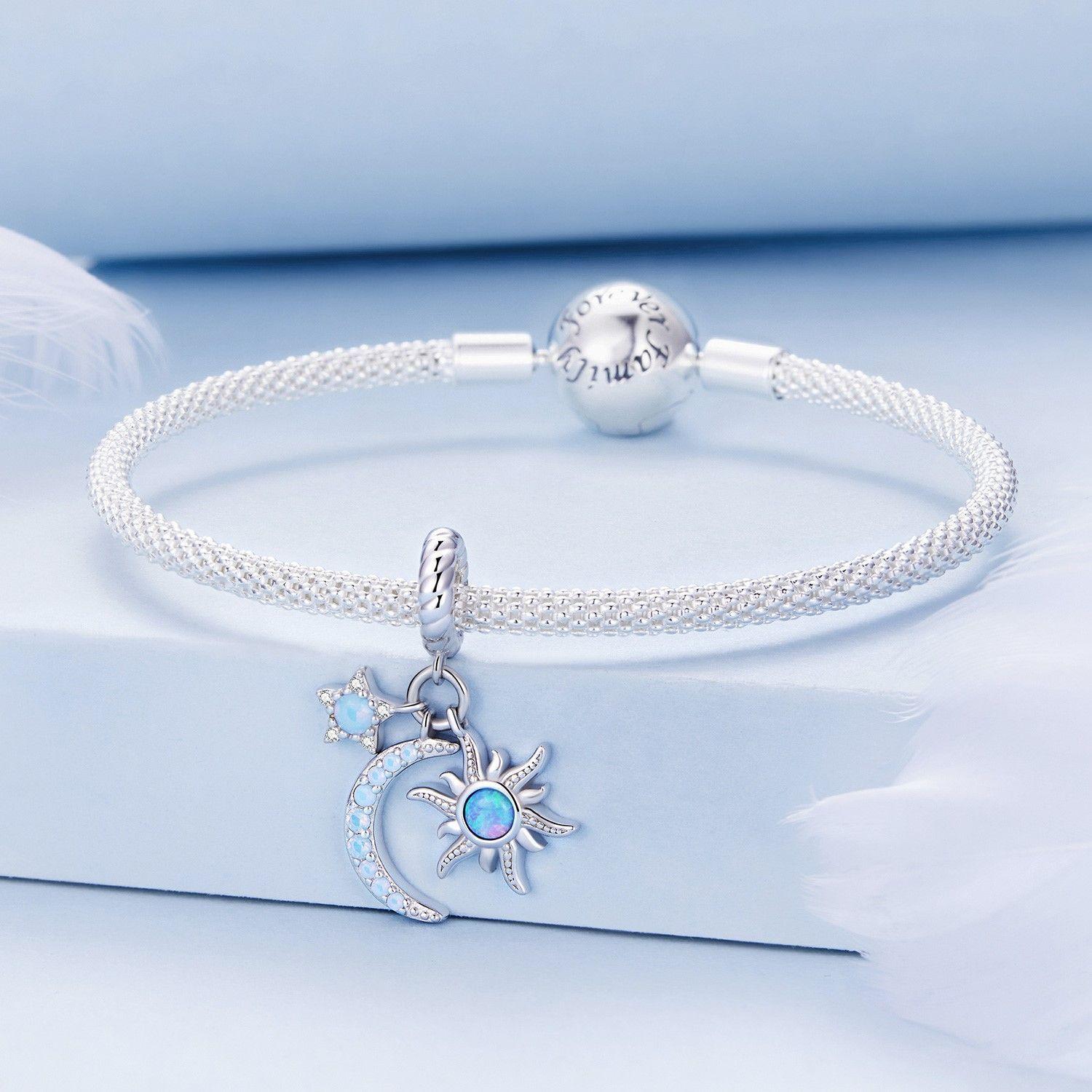 Charm Dije Plata 925 Luna Estrella y Sol-3