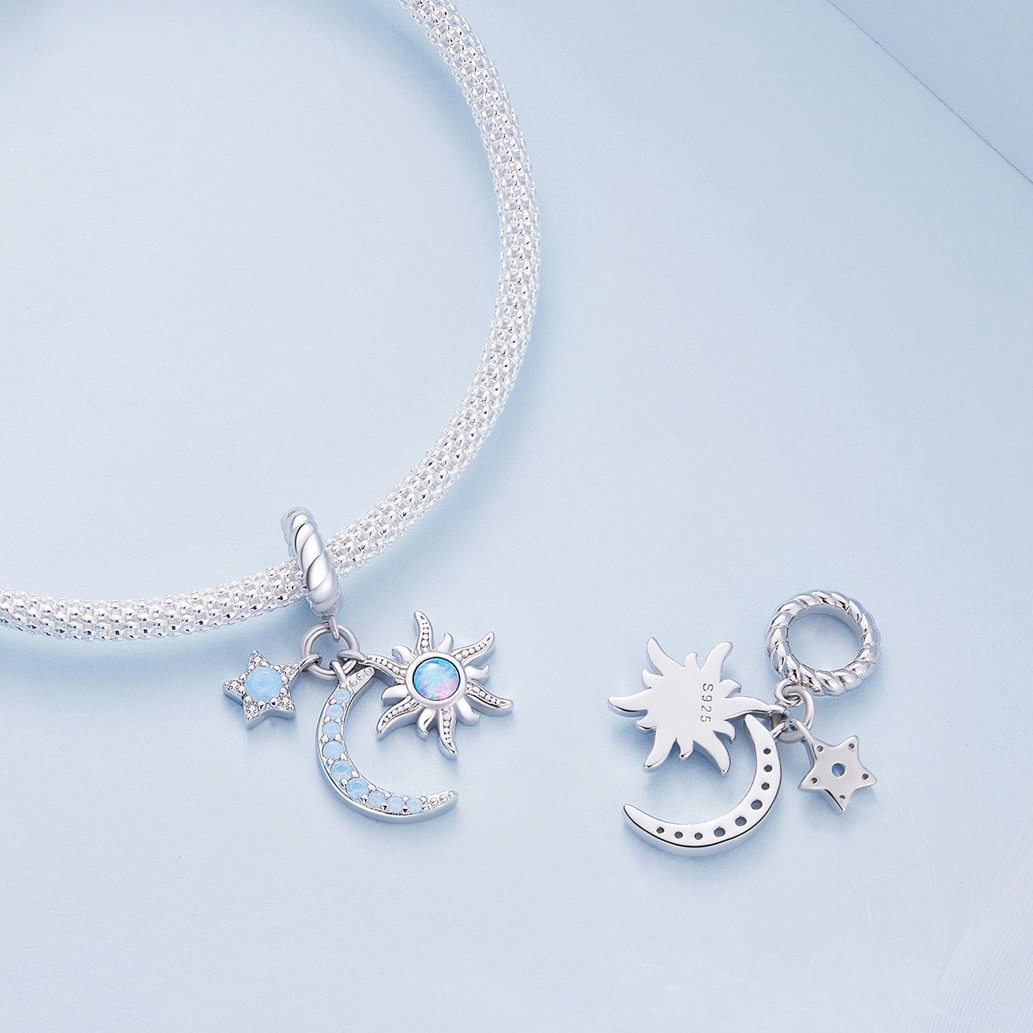 Charm Dije Plata 925 Luna Estrella y Sol-4