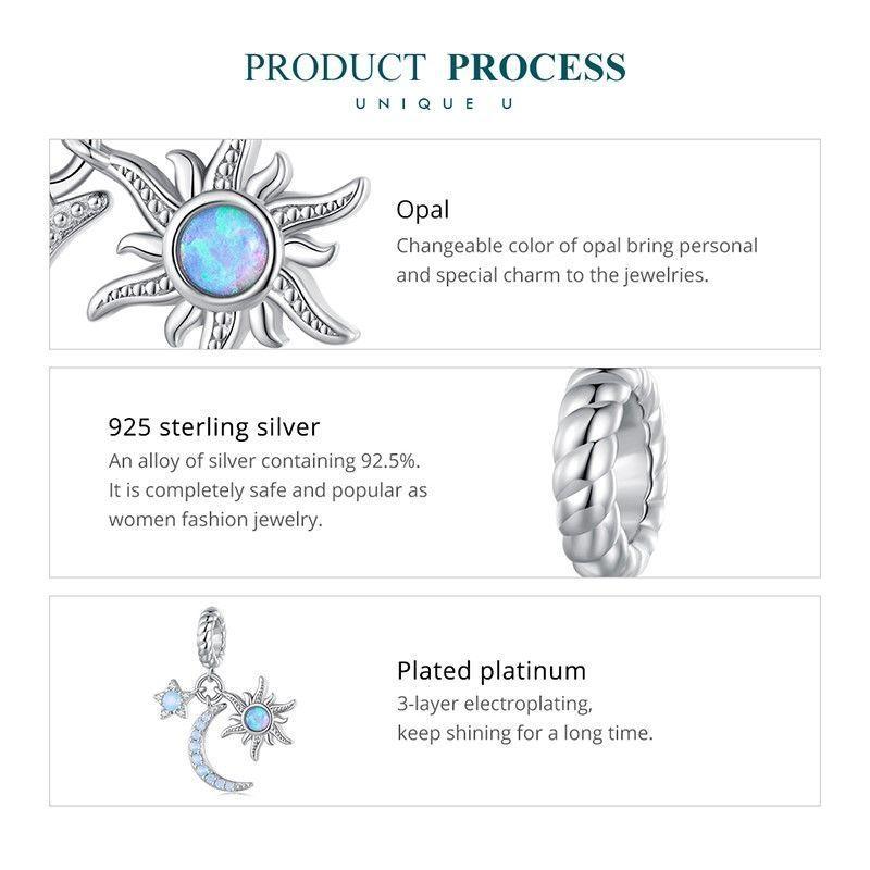 Charm Dije Plata 925 Luna Estrella y Sol-5