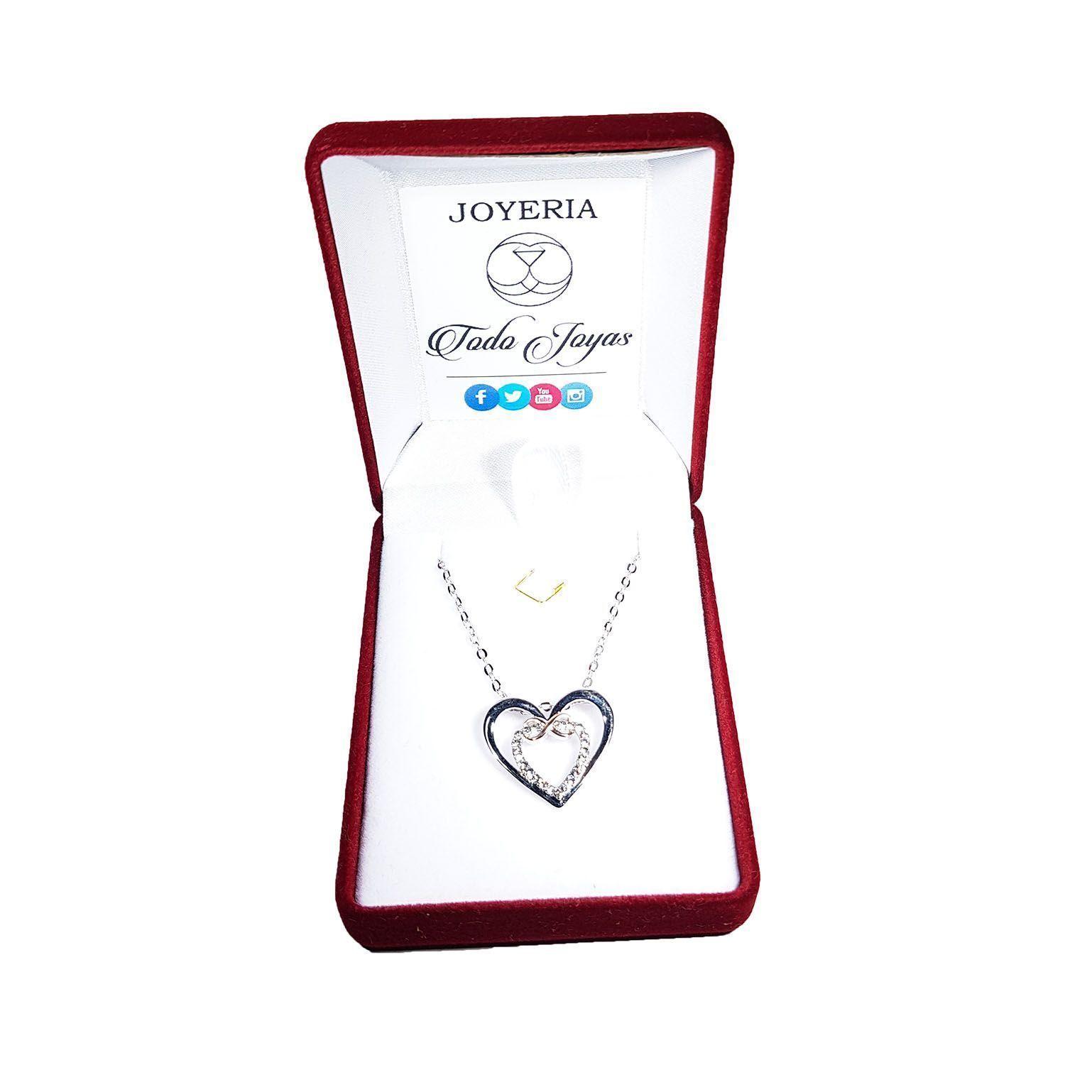 Collar Doble Corazon Infinito Plateado -1