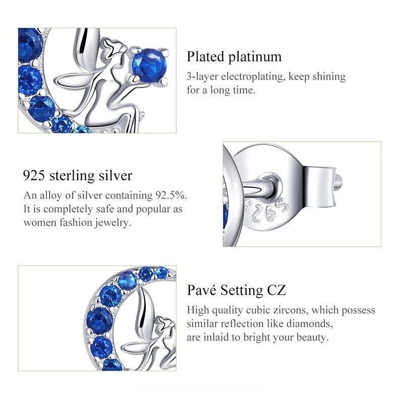 Aros Plata 925 Hada en Luna Azul-2