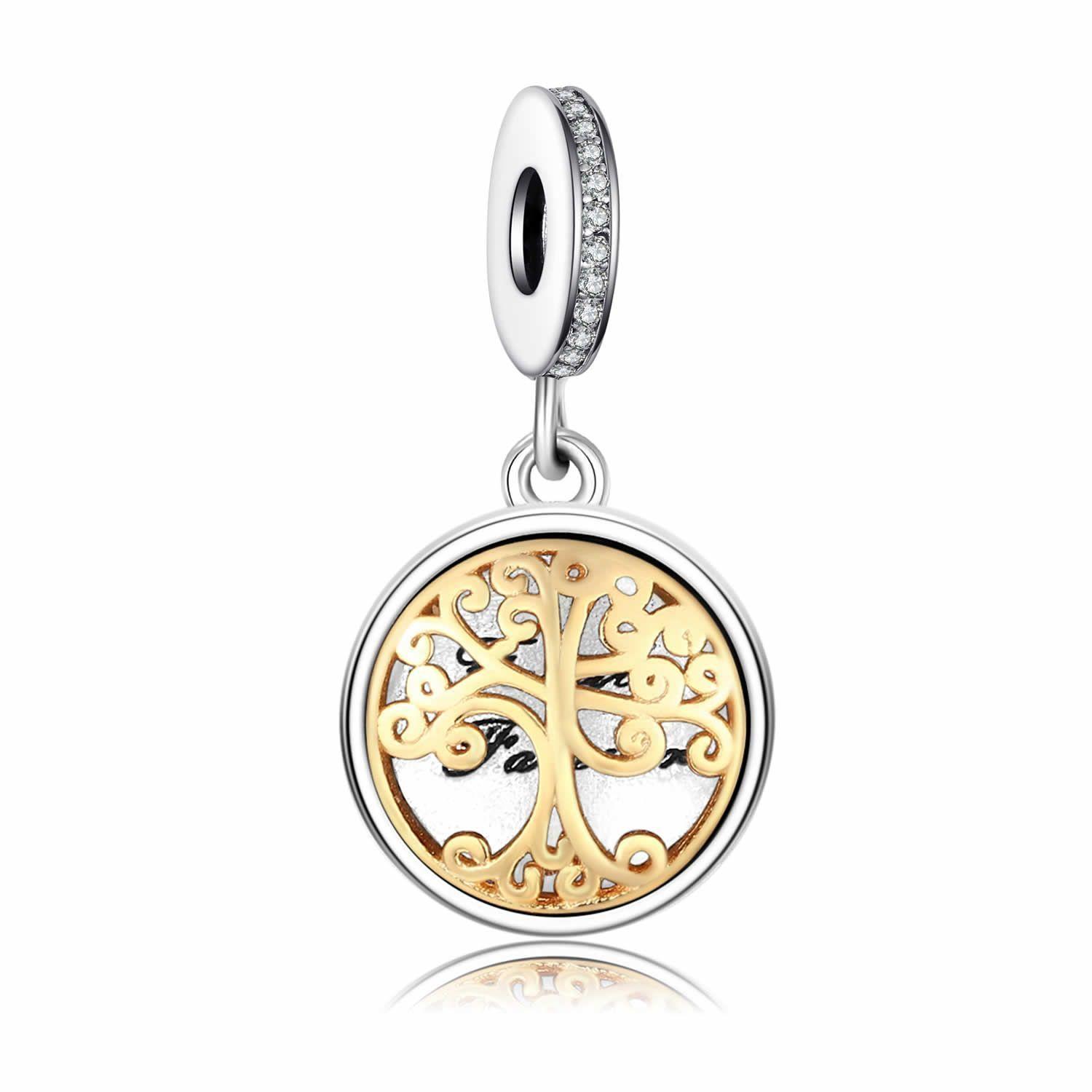 Charm Dije Plata 925 Arbol de La Vida Dorado-0