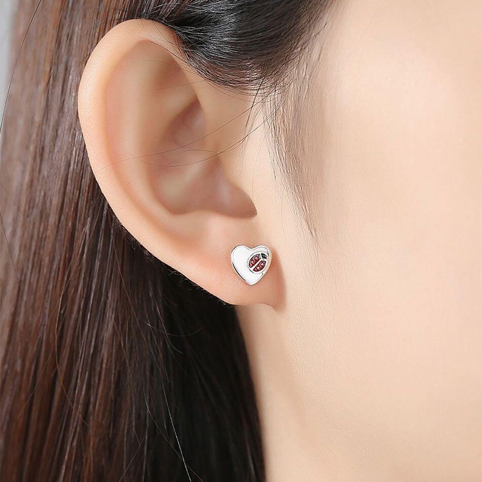 Aros Plata 925 Corazon Mariquita -4