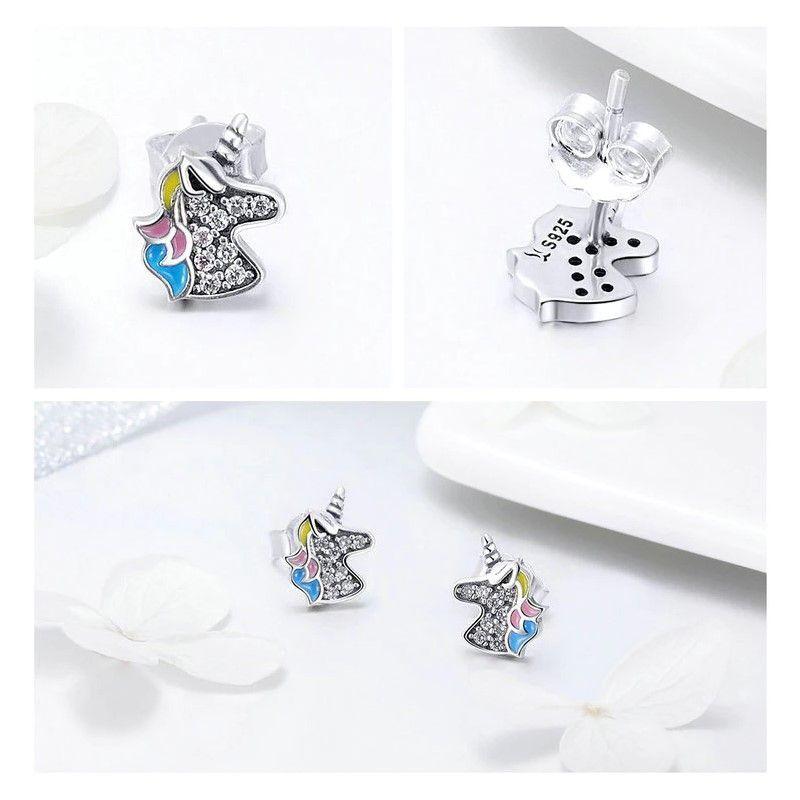 Aros Plata 925 Unicornio Multicolor-2