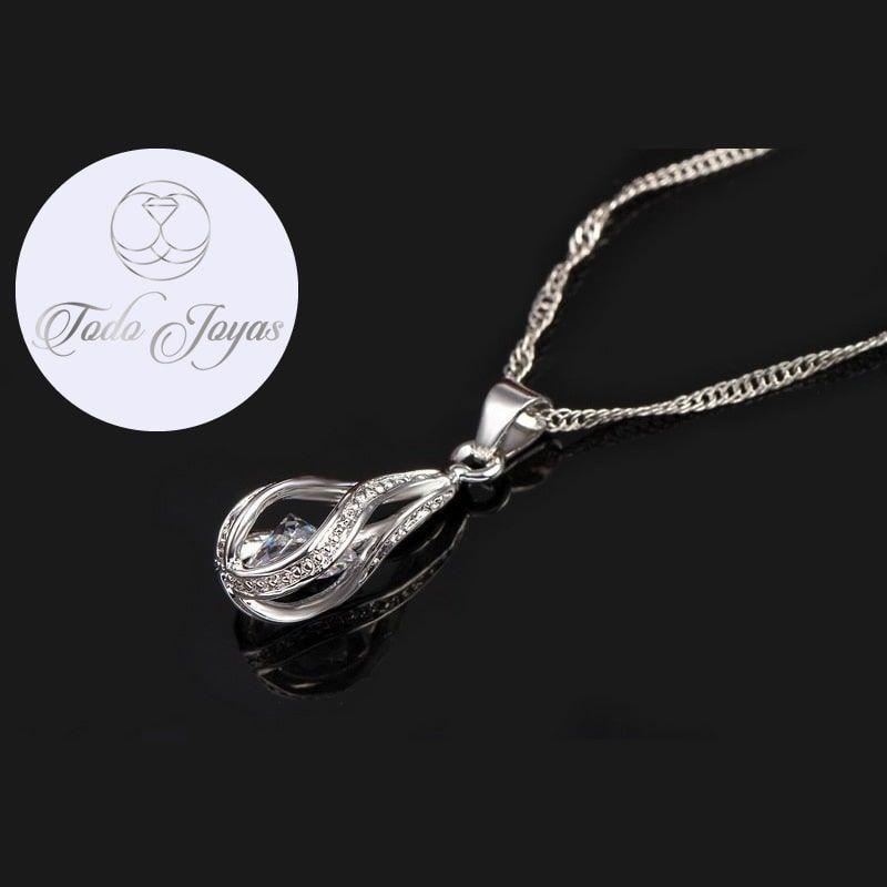 Conjunto Gotas Cristal Plateado -1