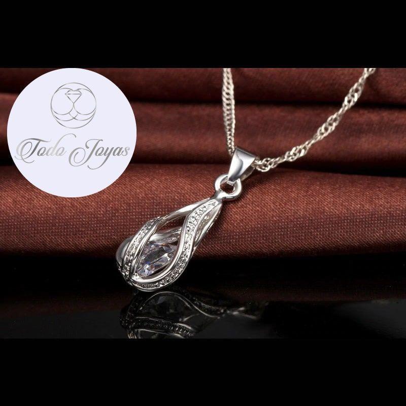 Conjunto Gotas Cristal Plateado -3