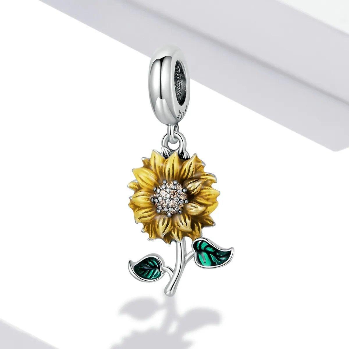 Charm Dije Plata 925 Flor Girasol Sunflower-3