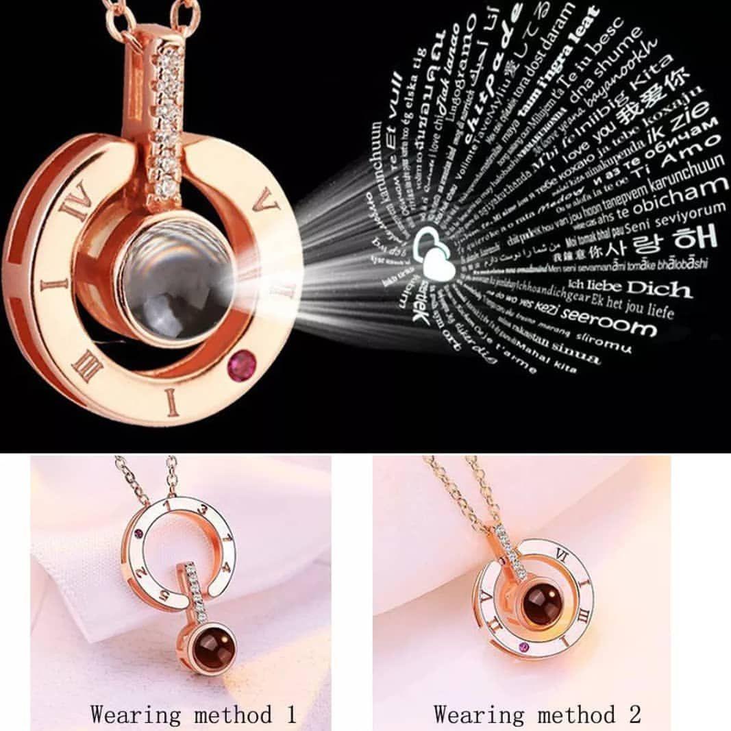 Collar Colgante Te Amo en 100 Idiomas Dorado-2