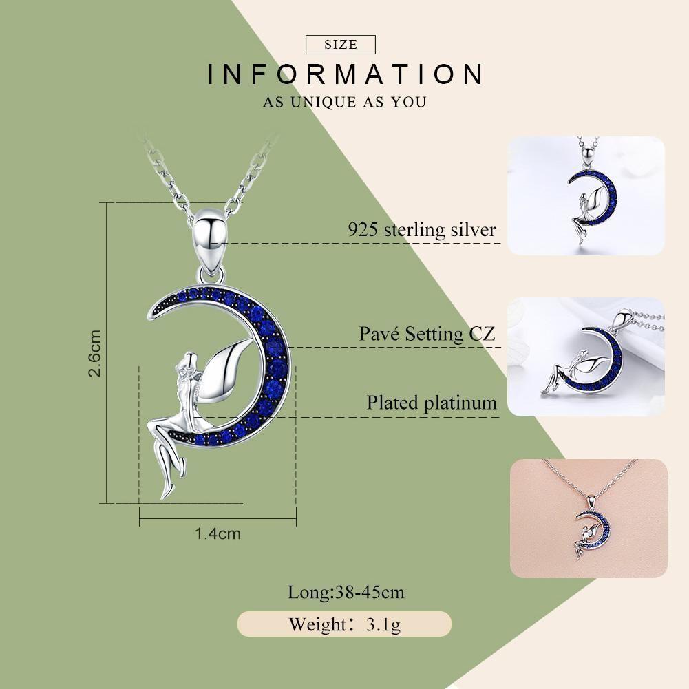 Collar Colgante Plata 925 Hada Luna con Circones-2