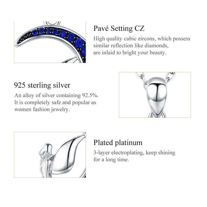 Collar Colgante Plata 925 Hada Luna con Circones-3