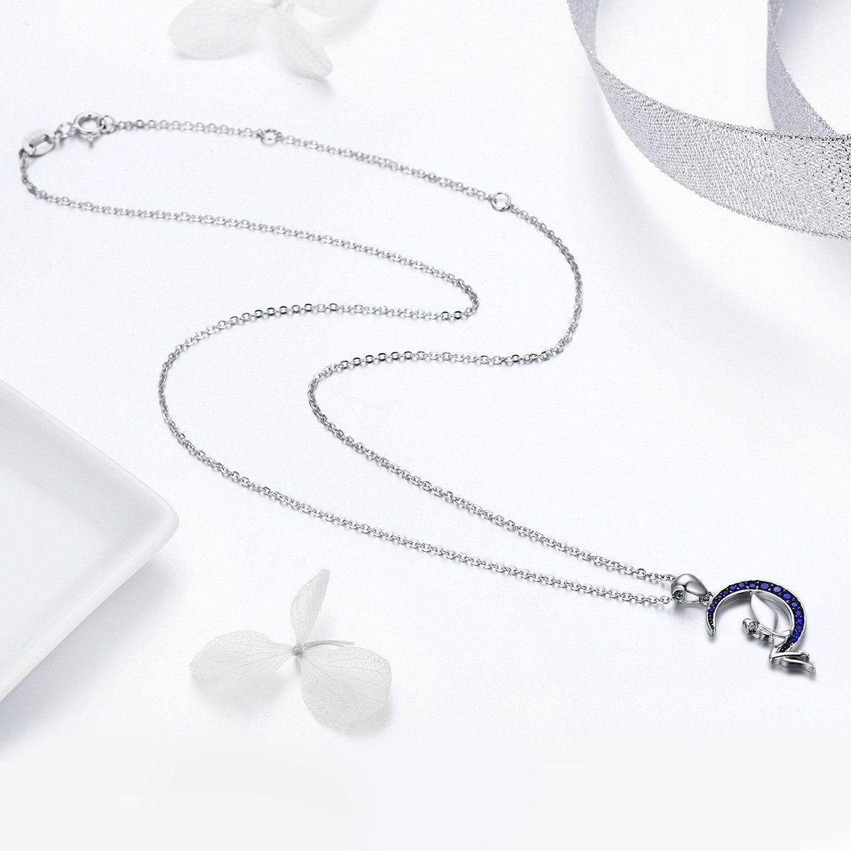 Collar Colgante Plata 925 Hada Luna con Circones-4