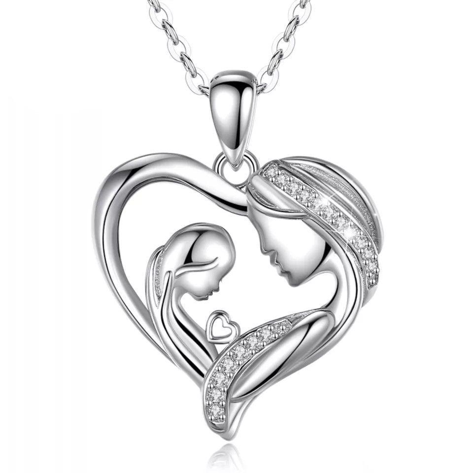 Collar Plata 925 Corazon Mama Hijo Plateado-0