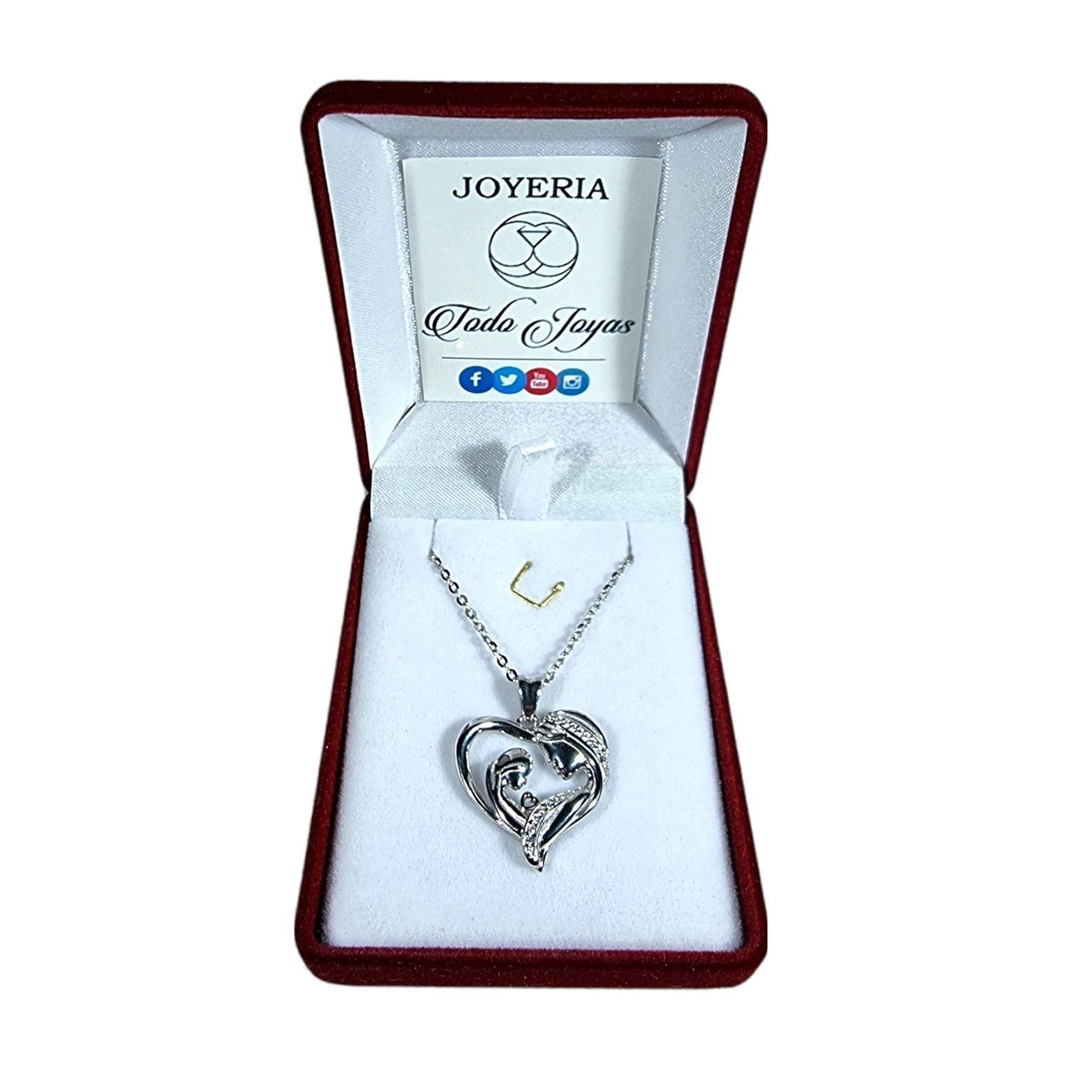 Collar Plata 925 Corazon Mama Hijo Plateado-1