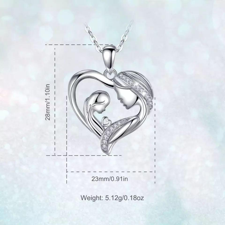 Collar Plata 925 Corazon Mama Hijo Plateado-5