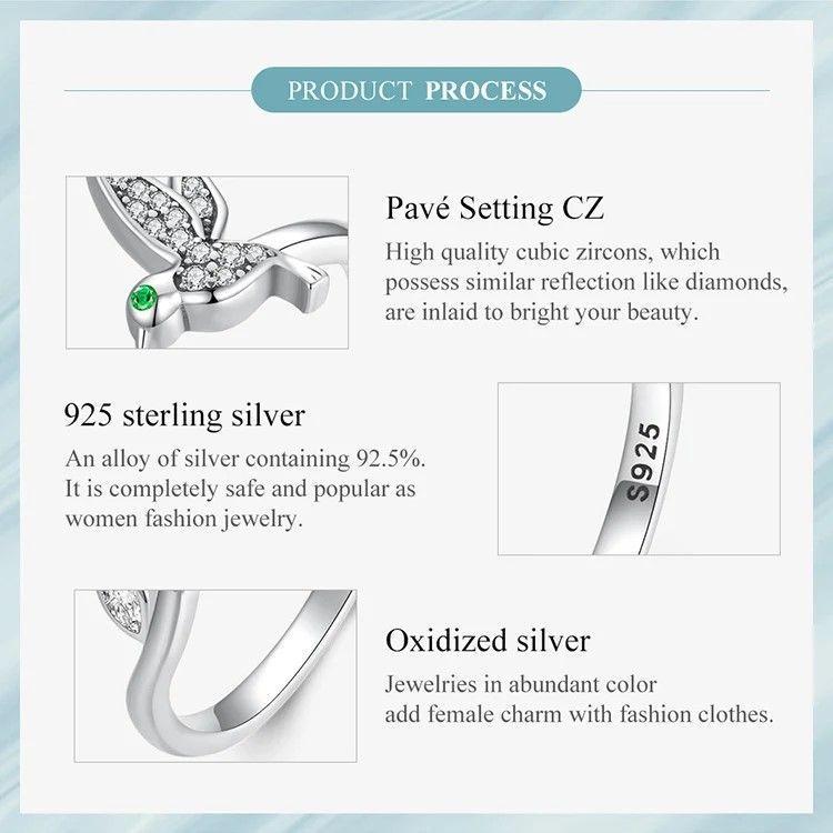 Anillo Plata 925 Colibri Picaflor con Hojas-6