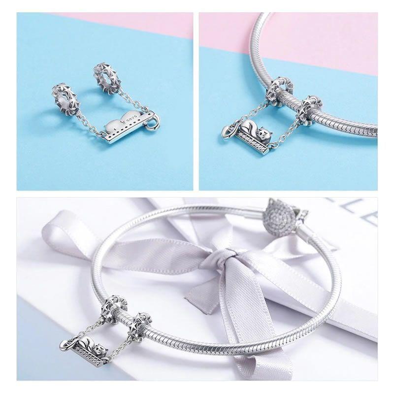 Charm Dije Plata 925 Gato Acostado-4