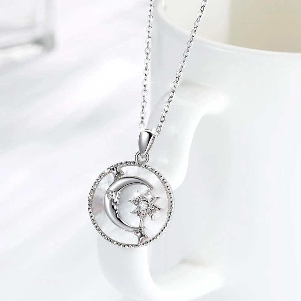Collar Plata 925 Luna Sol y Estrella Nacar-2