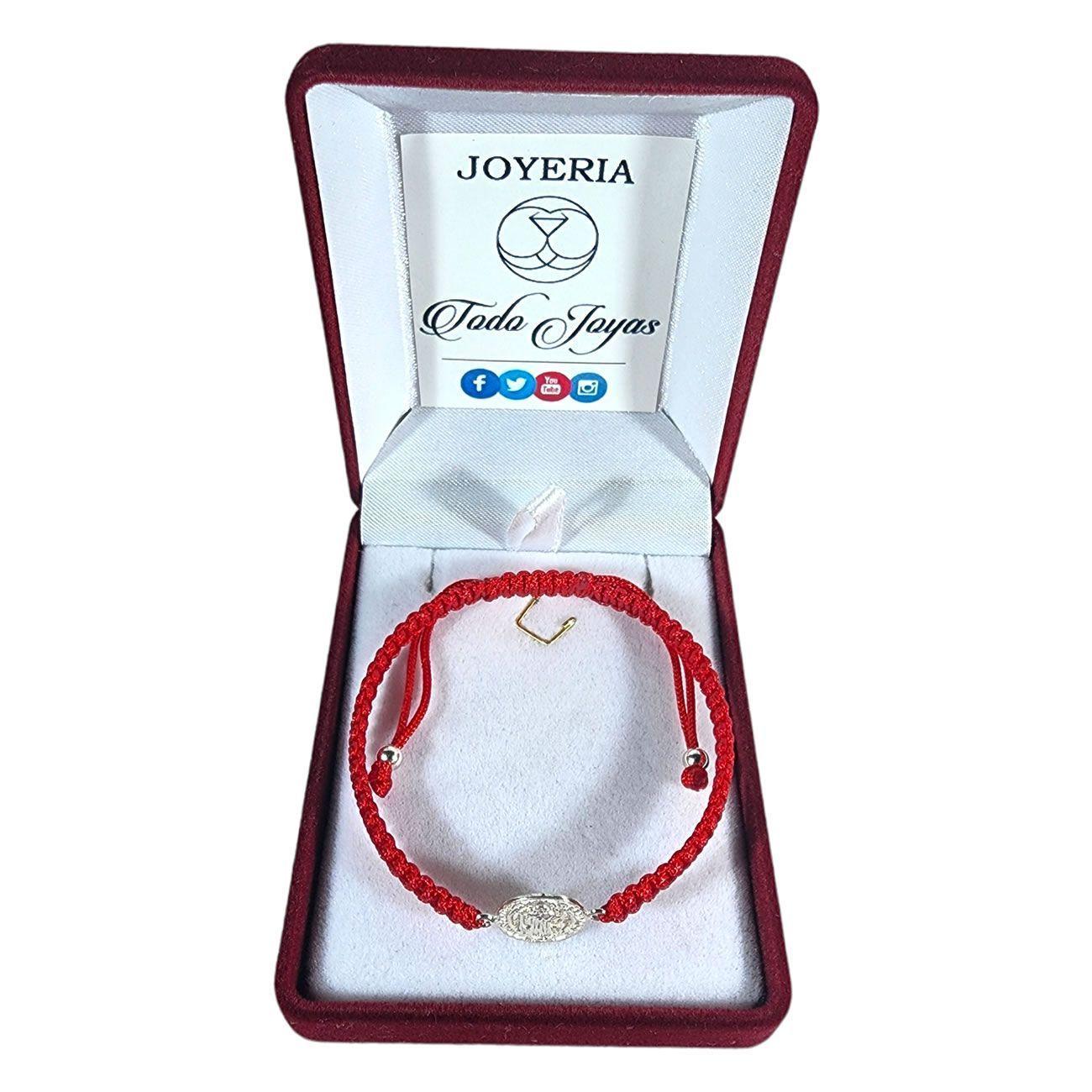 Pulsera Plata 925 Hilo Rojo Trenzado San Benito 923-1