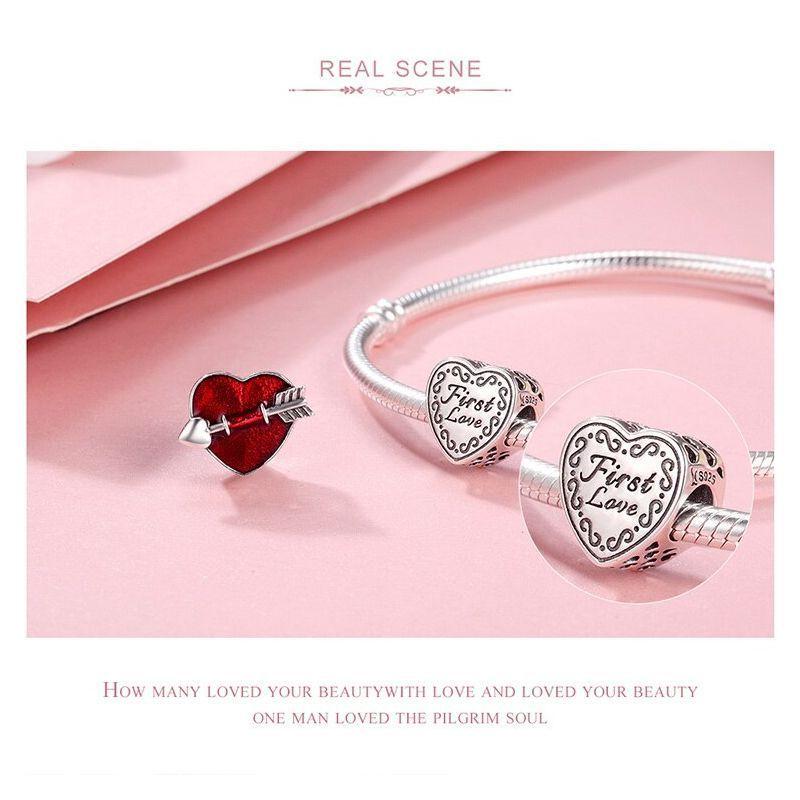 Charm Dije Plata 925 Corazon Rojo Flecha-2