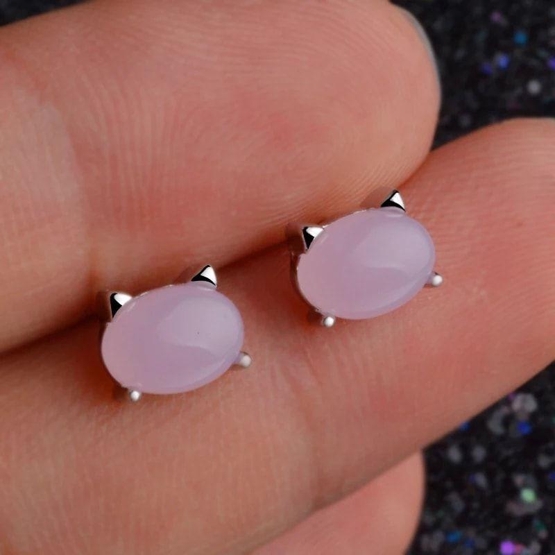 Aros de Gatitos Rosado Plateado-2