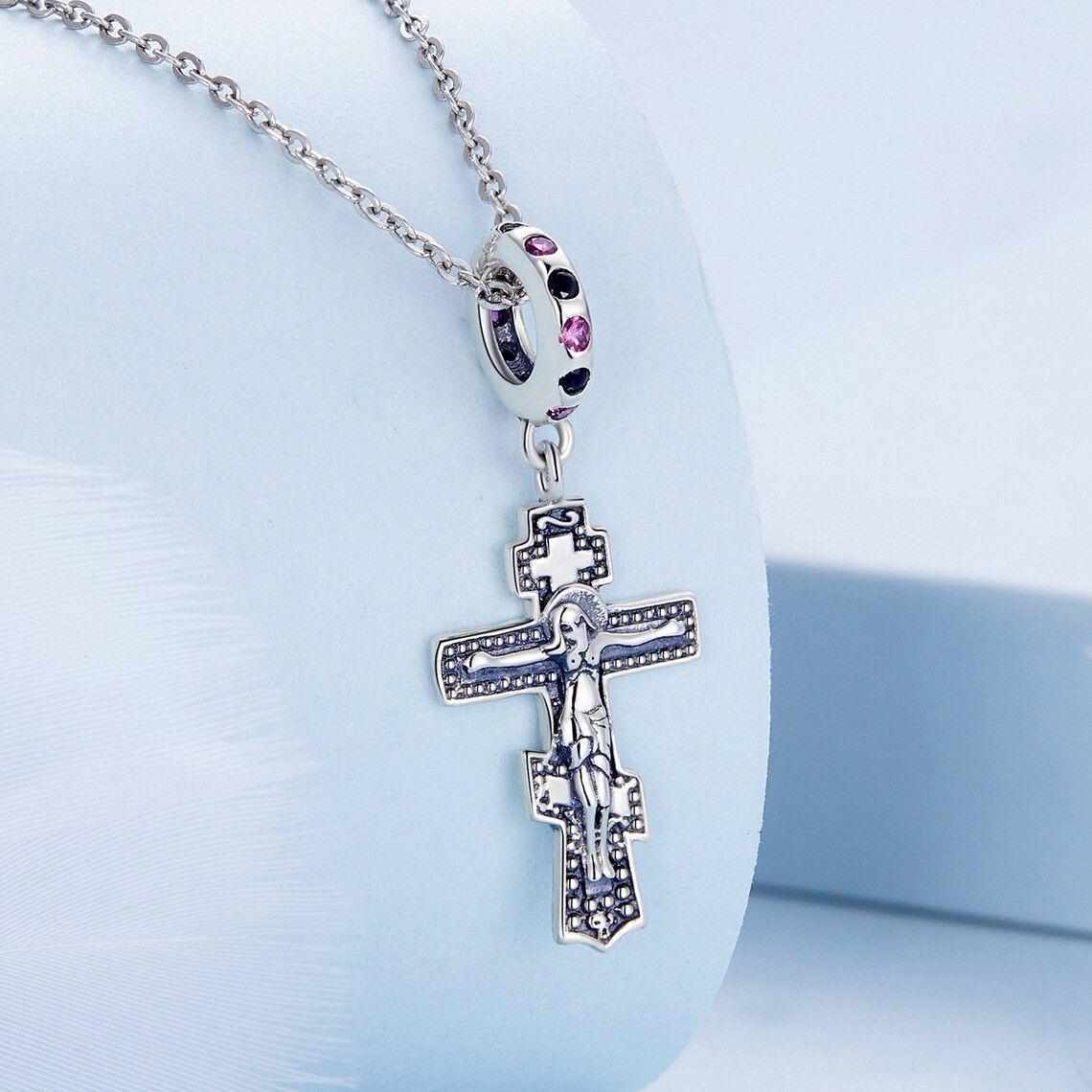 Charm Dije Plata 925 Cruz Crucifijo Cristo-3