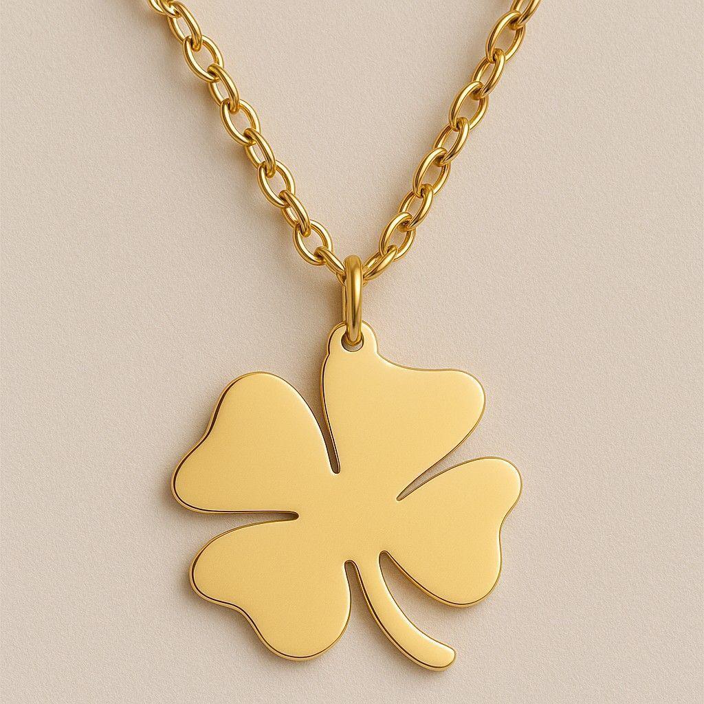 Colgante Collar trébol 4 Hojas 1111 Acero Dorado-2