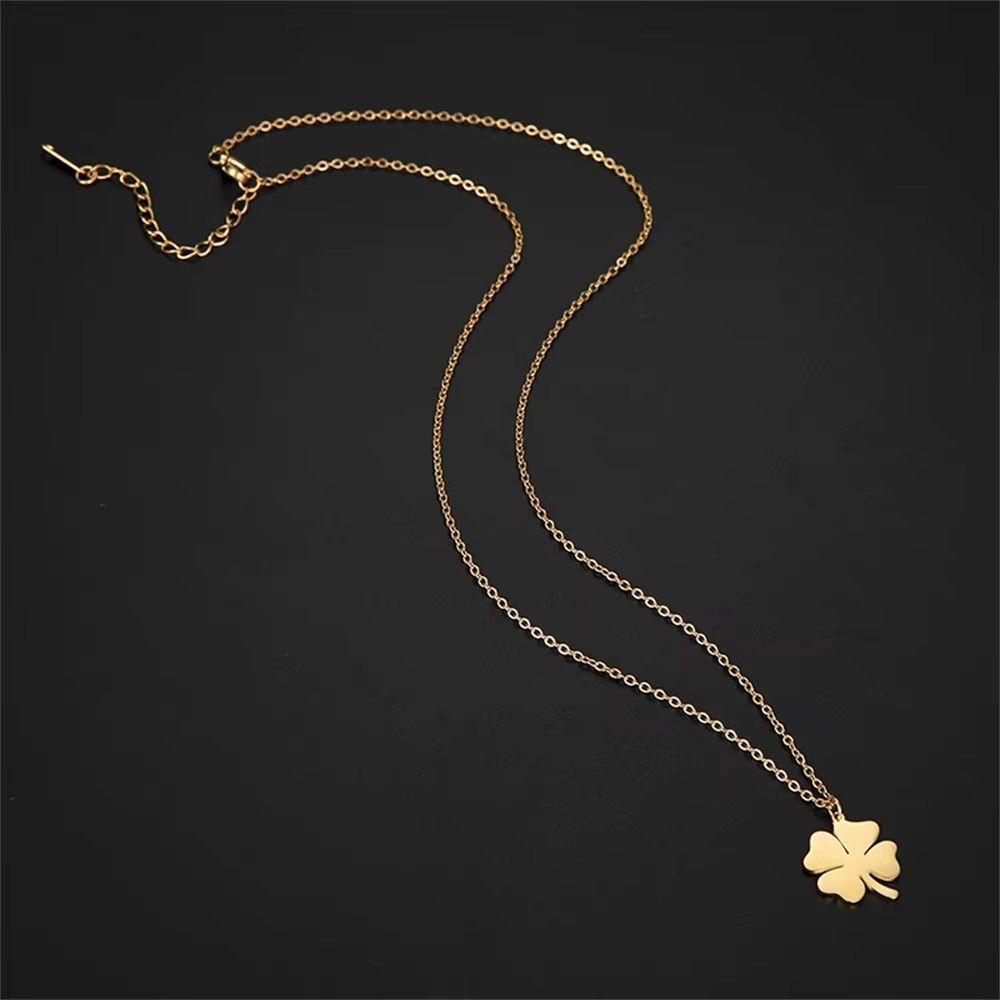 Colgante Collar trébol 4 Hojas 1111 Acero Dorado-5