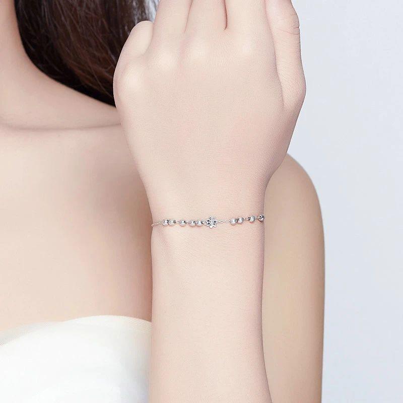 Pulsera Flores y Bolitas Plata 925-4