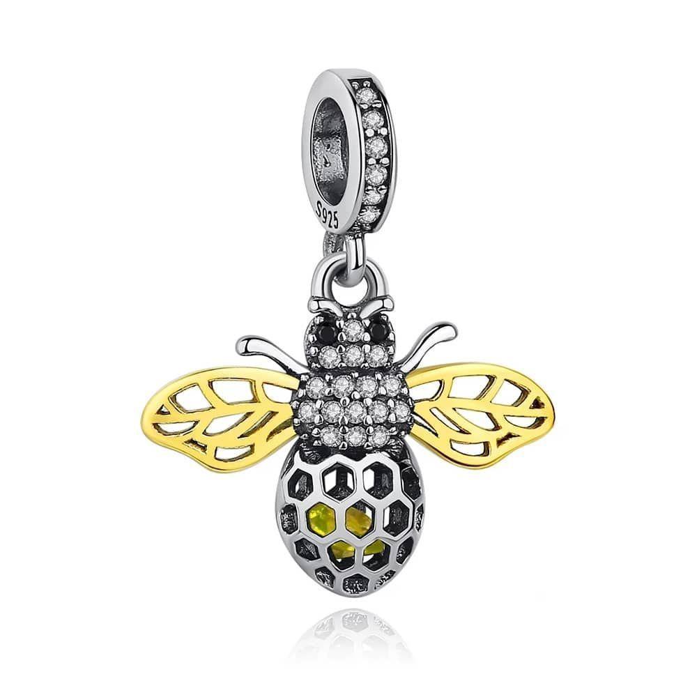 Charm Dije Plata 925 Abeja Gold-0