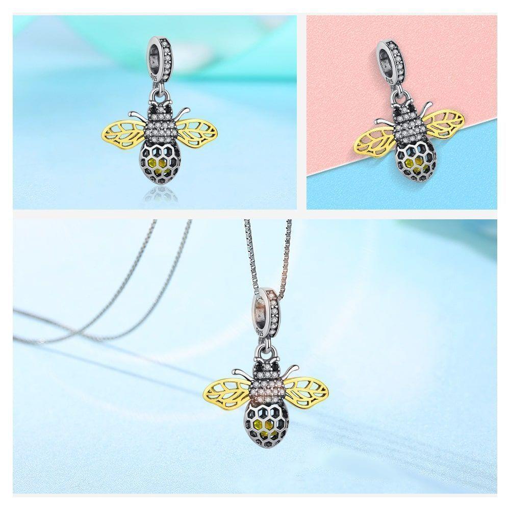 Charm Dije Plata 925 Abeja Gold-3
