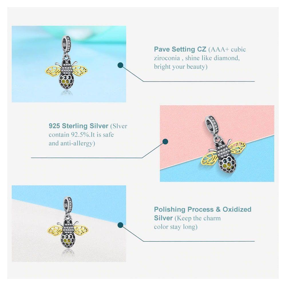 Charm Dije Plata 925 Abeja Gold-4