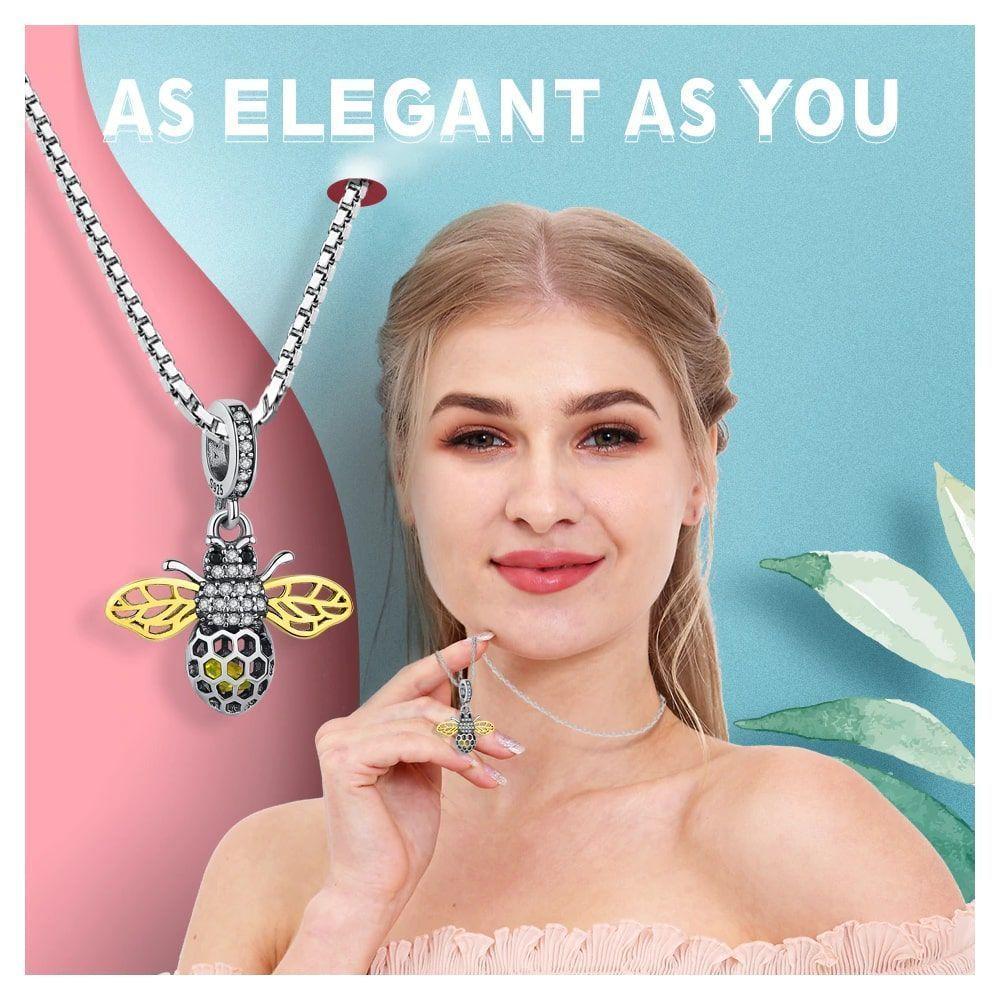Charm Dije Plata 925 Abeja Gold-5
