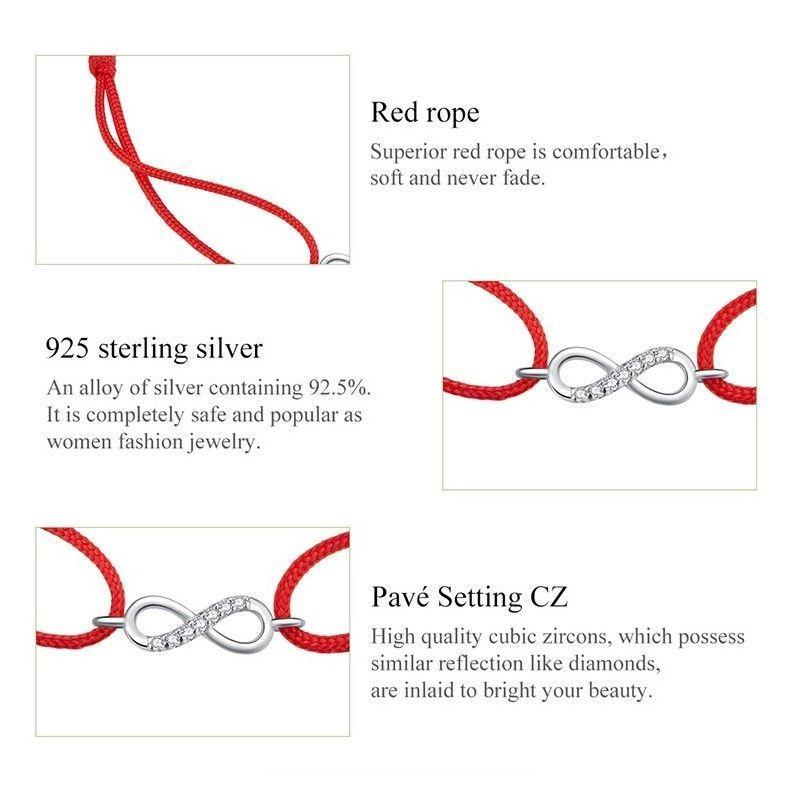 Pulsera Plata 925 Hilo Rojo Infinito-4