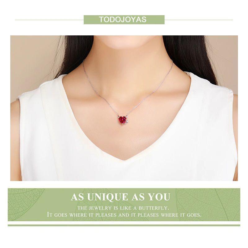 Collar Plata 925 Corazon Diablo Rojo-3