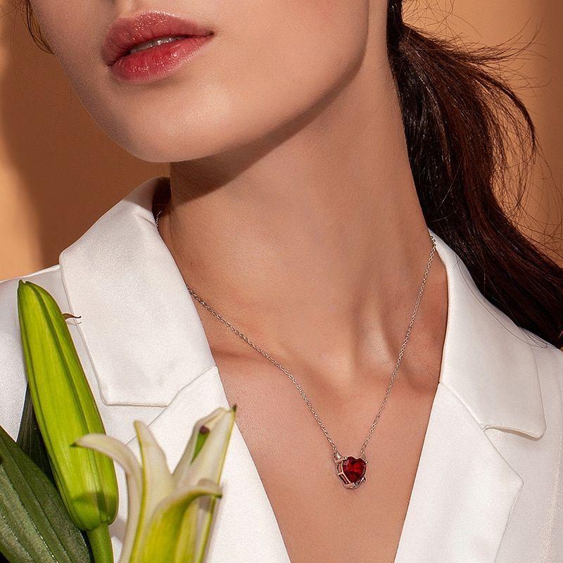 Collar Plata 925 Corazon Diablo Rojo-4