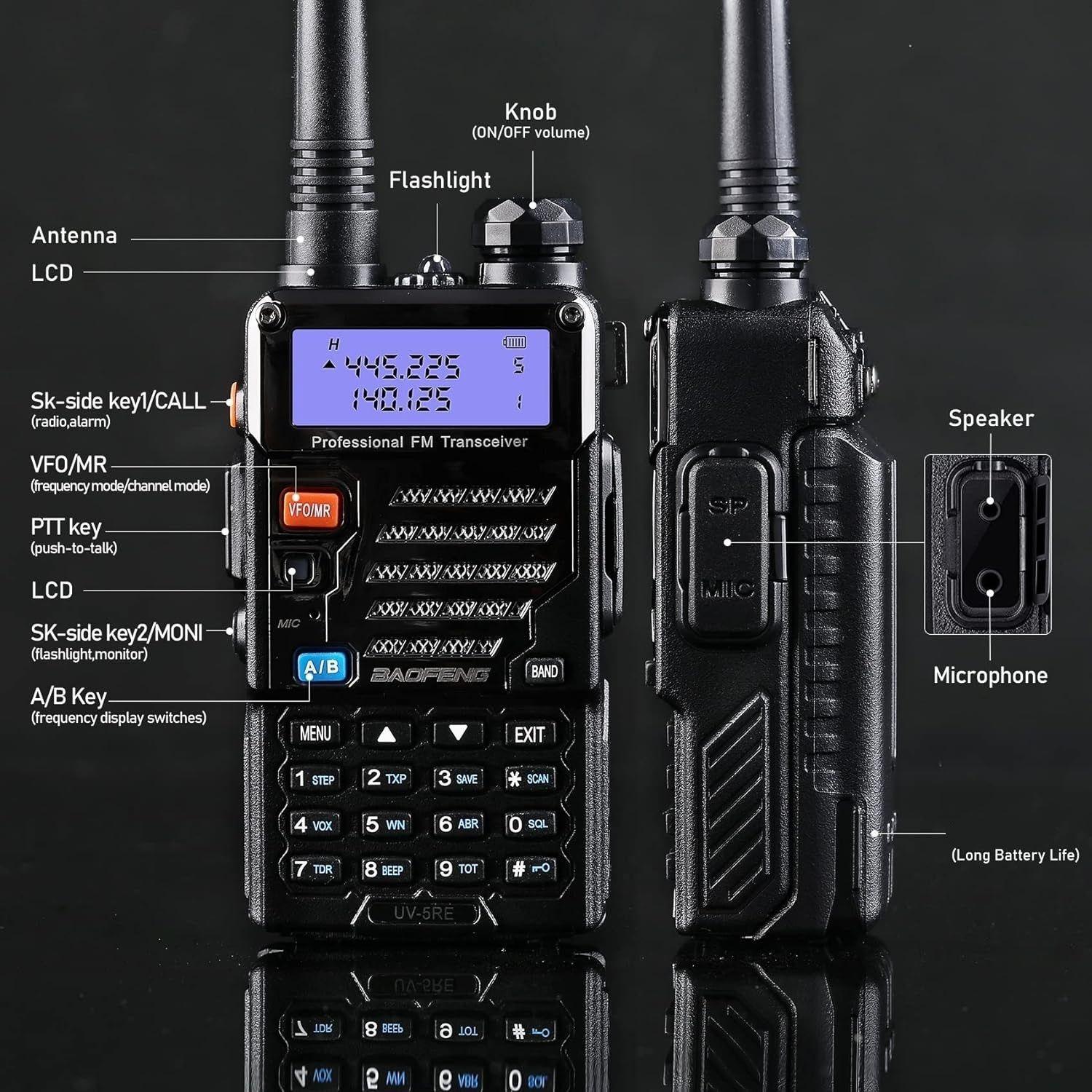 Radio Transmisor VOX Baofeng UV-5RE Negro c-5