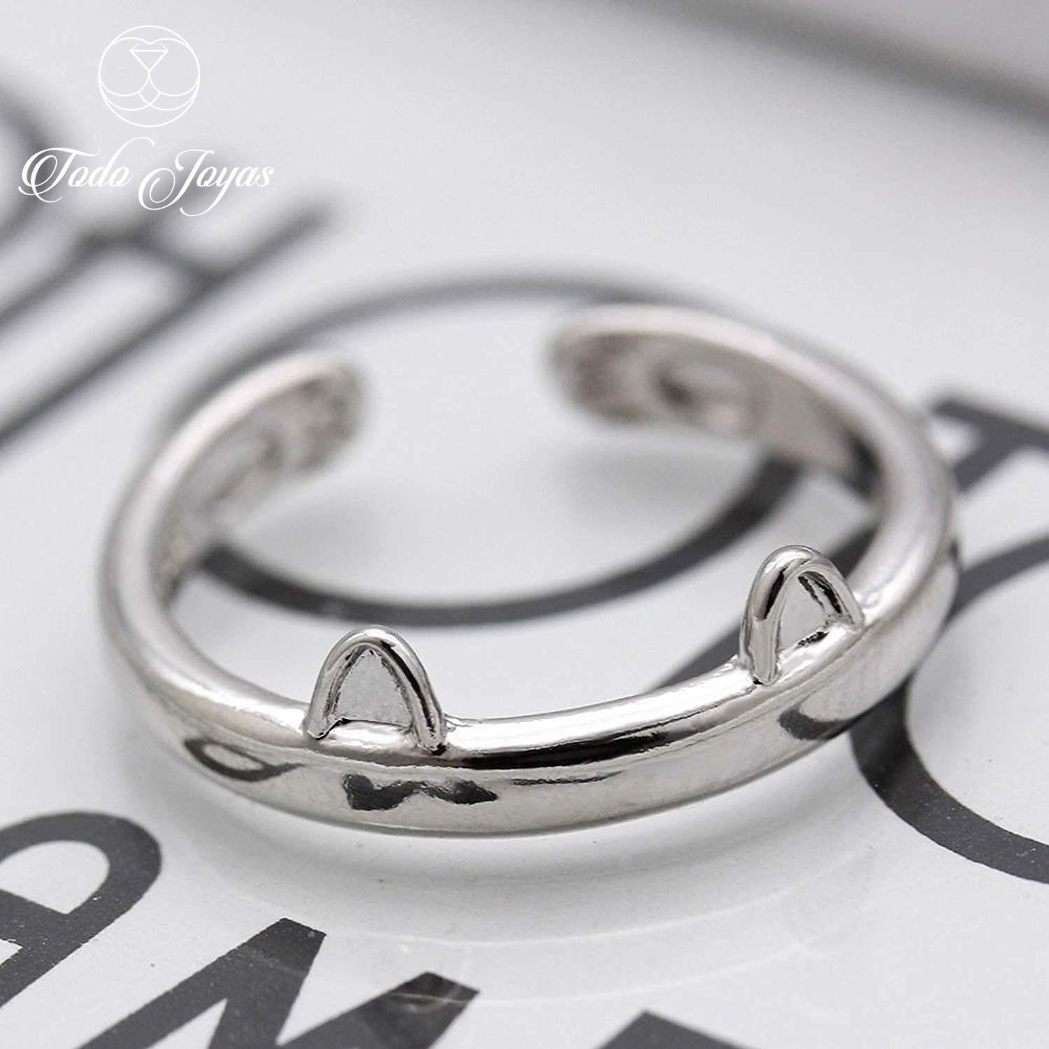 Anillo Orejas Gato Plateado -2