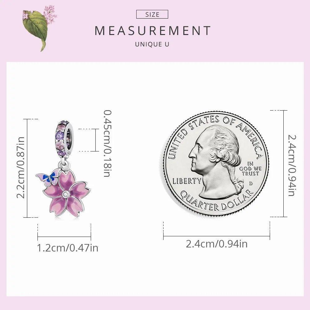 Charm Dije Plata Flor Purpura con Mariposa-5