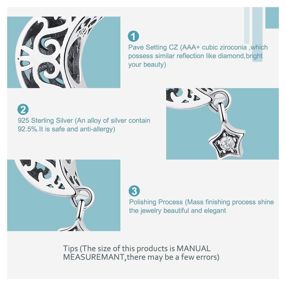 Charm Dije Plata 925 Luna Estrella-5