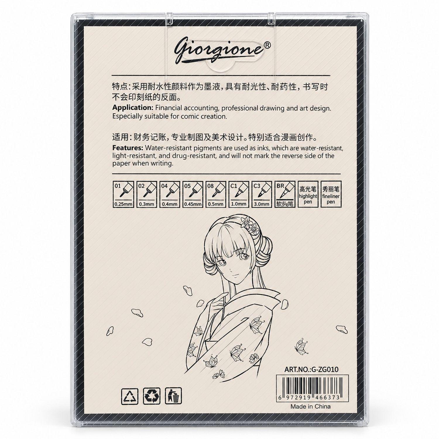 Estilógrafos Giorgione ZG010 Set 10 Piezas con Punta Blanda-1
