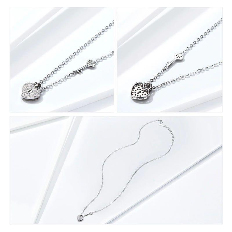 Collar Plata 925 Corazon y Llave-2