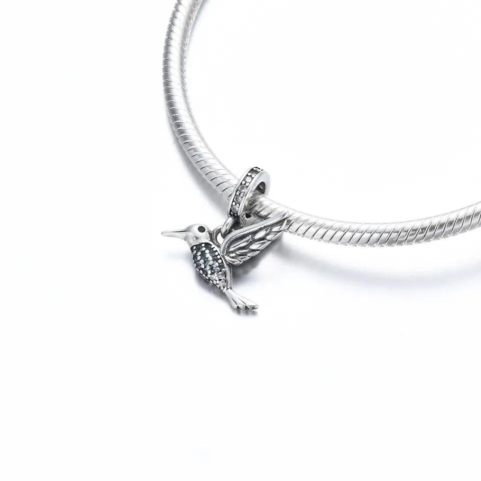 Charm Dije Plata 925 Clibri Pajaro Ave Plateada-2